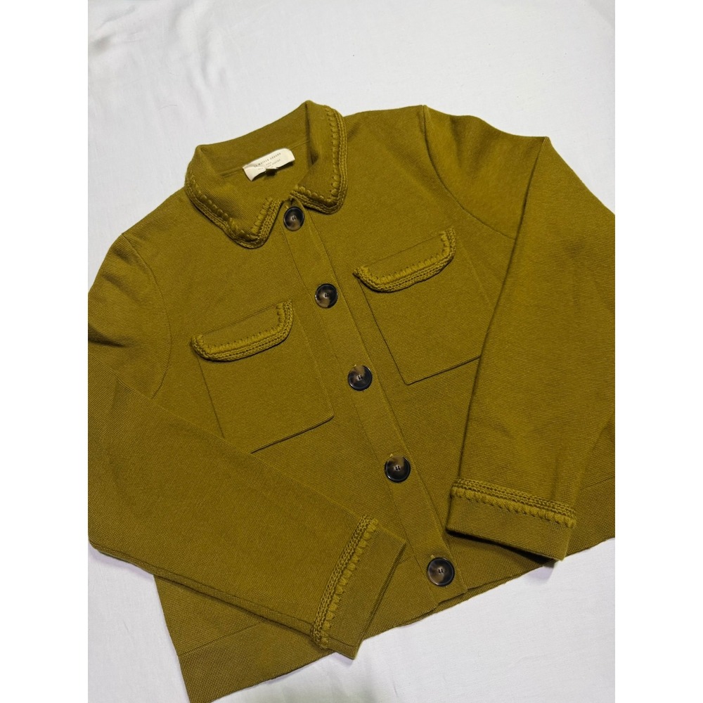 SEZANE Betty Cardigan Jacket Merino Wool Khaki Green Olive